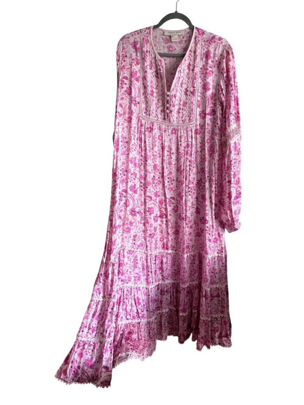 Payal Jain Floral Cotton Blend Long Sleeve Midi Dress Size L